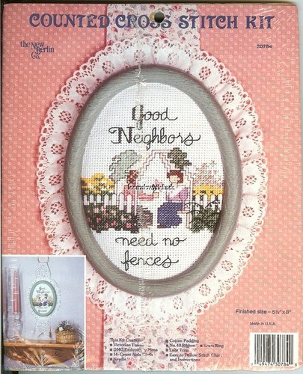 GOOD NEIGHBORS NEED NO FENCES Counted Cross Stitch Kit New Berlin Co #30784 New